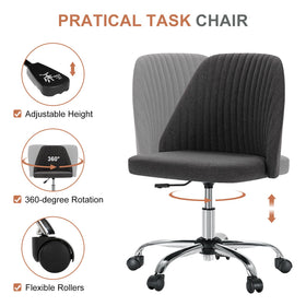 DUMOS desk chair with height-adjustment lever adapts to vanity, desk, or workspace.