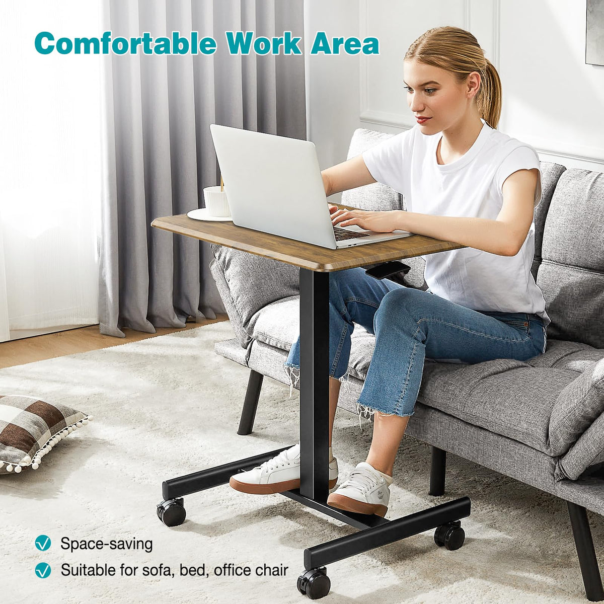 DUMOS MDF desktop and metal base offer durability and stability