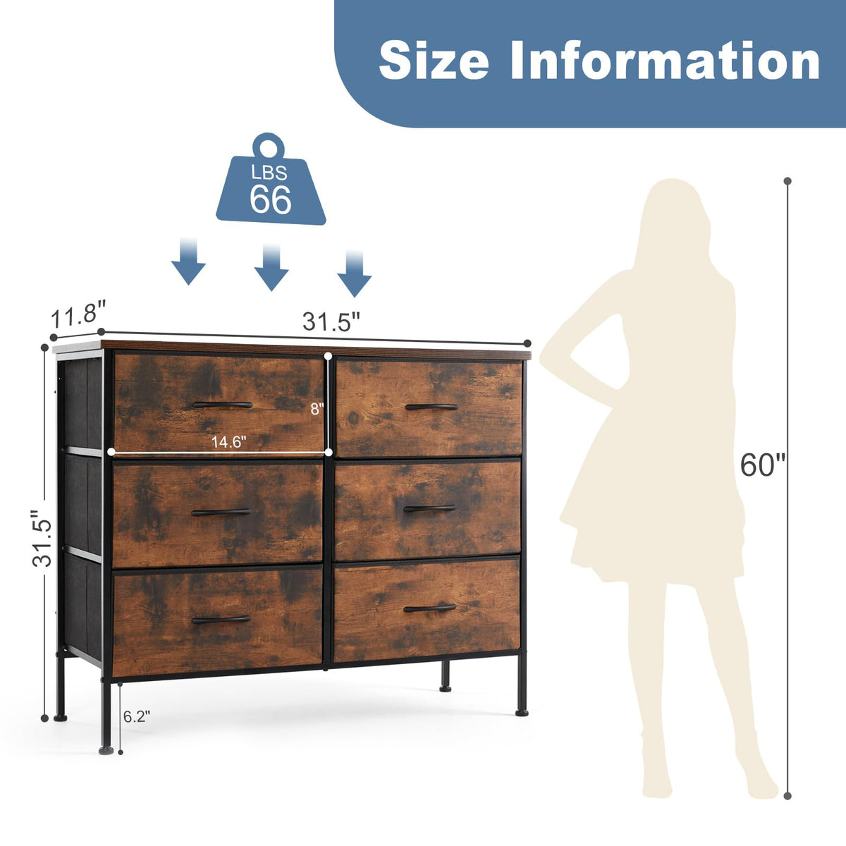 DUMOS sturdy metal frame supports up to 80 pounds.
