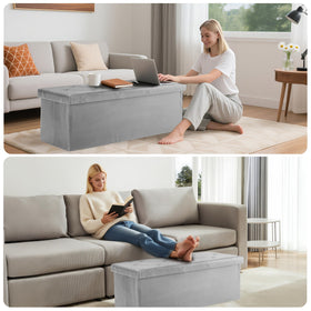 DUMOS end-of-bed placement example for cozy storage and seating.