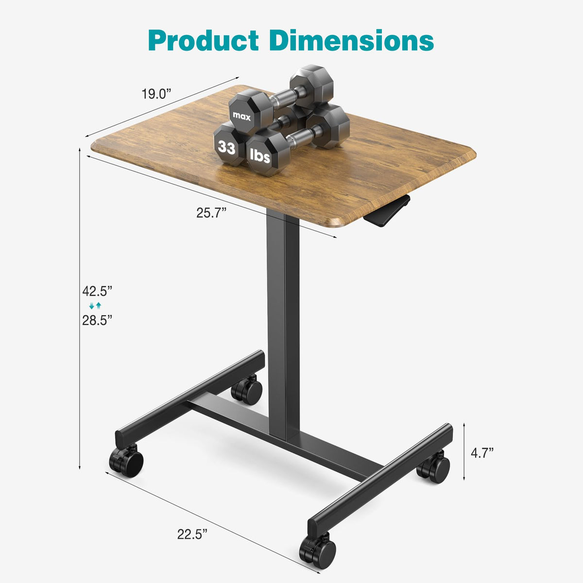 DUMOS ergonomic design supports seated and standing use across heights