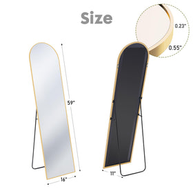 DUMOS floor-standing mirror with aluminum frame in gold for modern living spaces.