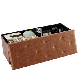 DUMOS foldable storage ottoman 43in closed with hidden storage space