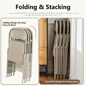DUMOS compact folding chair folds for easy storage.