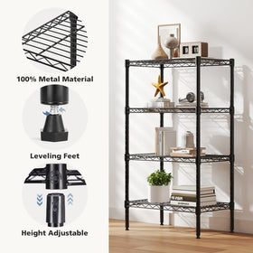 DUMOS four-tier adjustable shelves enable customized storage layouts.