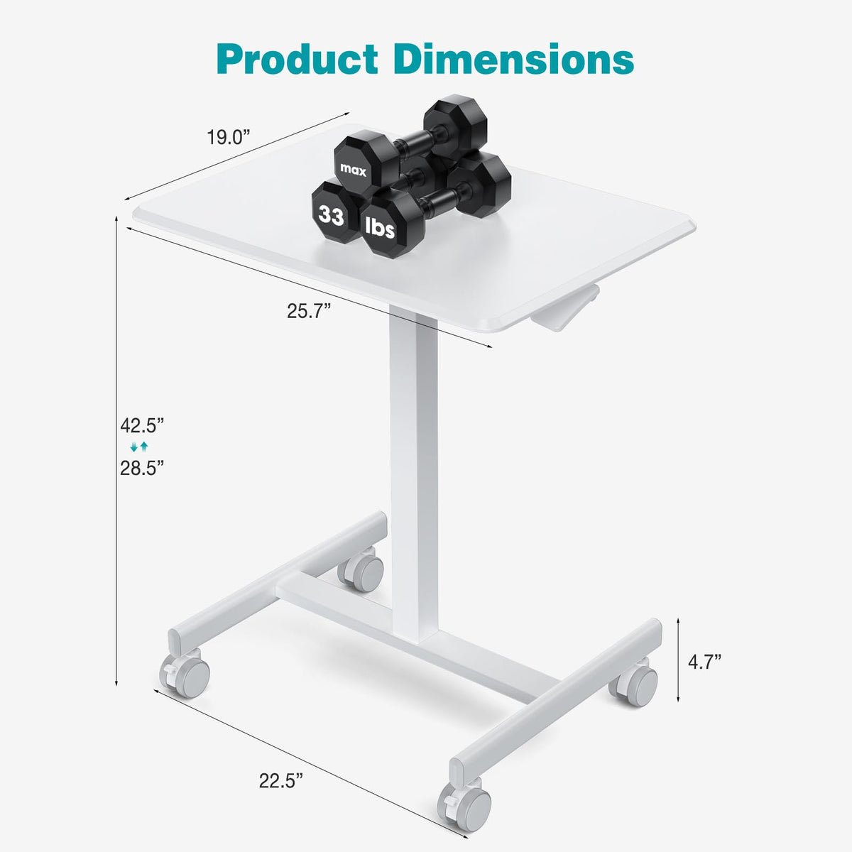 DUMOS height-adjustable standing desk with pneumatic lift for easy posture shifts