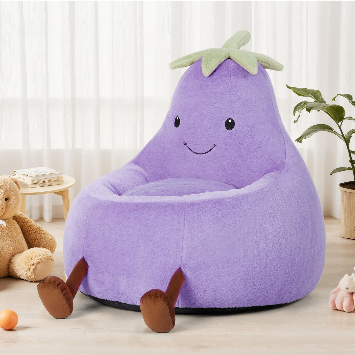 DUMOS Kids bean bag chair showing ergonomic back support design