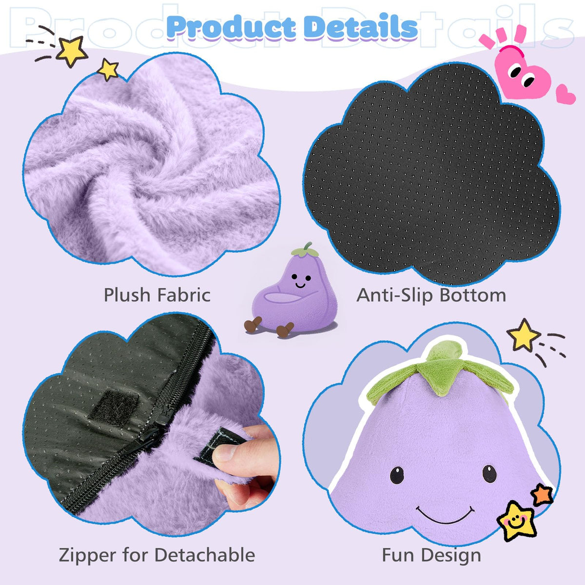 DUMOS Kids bean bag chair featuring cartoon smiley design