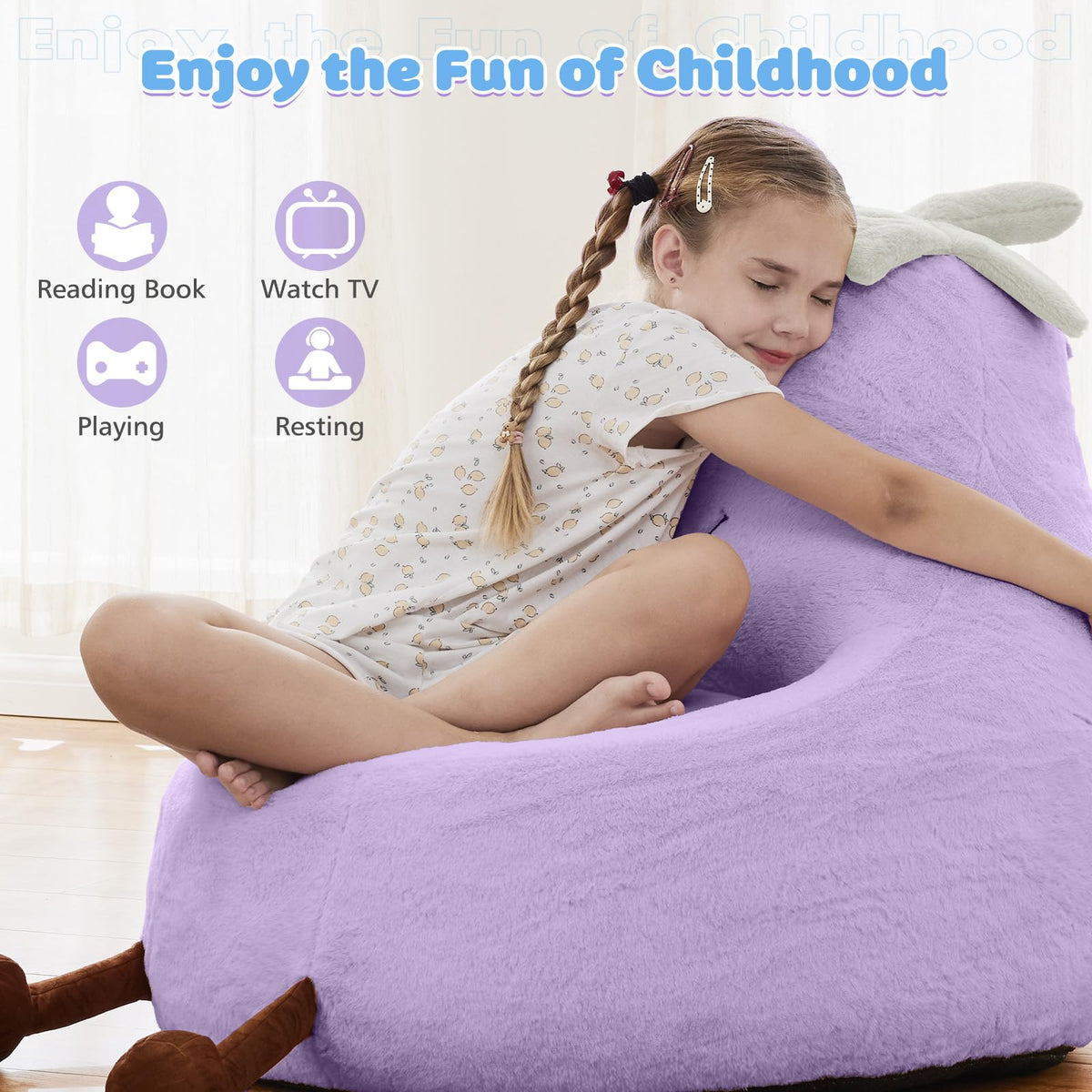DUMOS pre-filled bean bag chair ships ready for use, no assembly