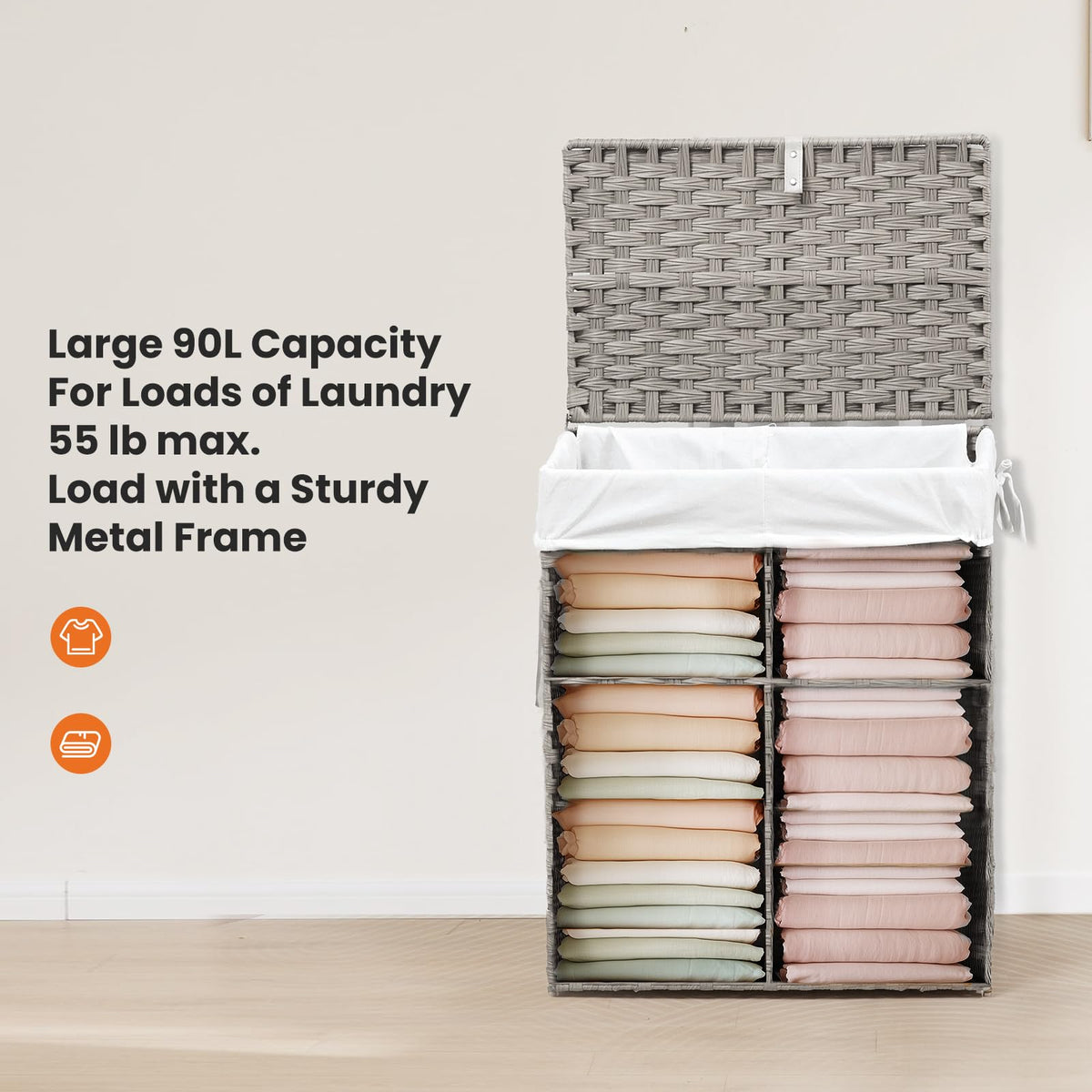 DUMOS 90L capacity supports towels and clothing without losing shape.