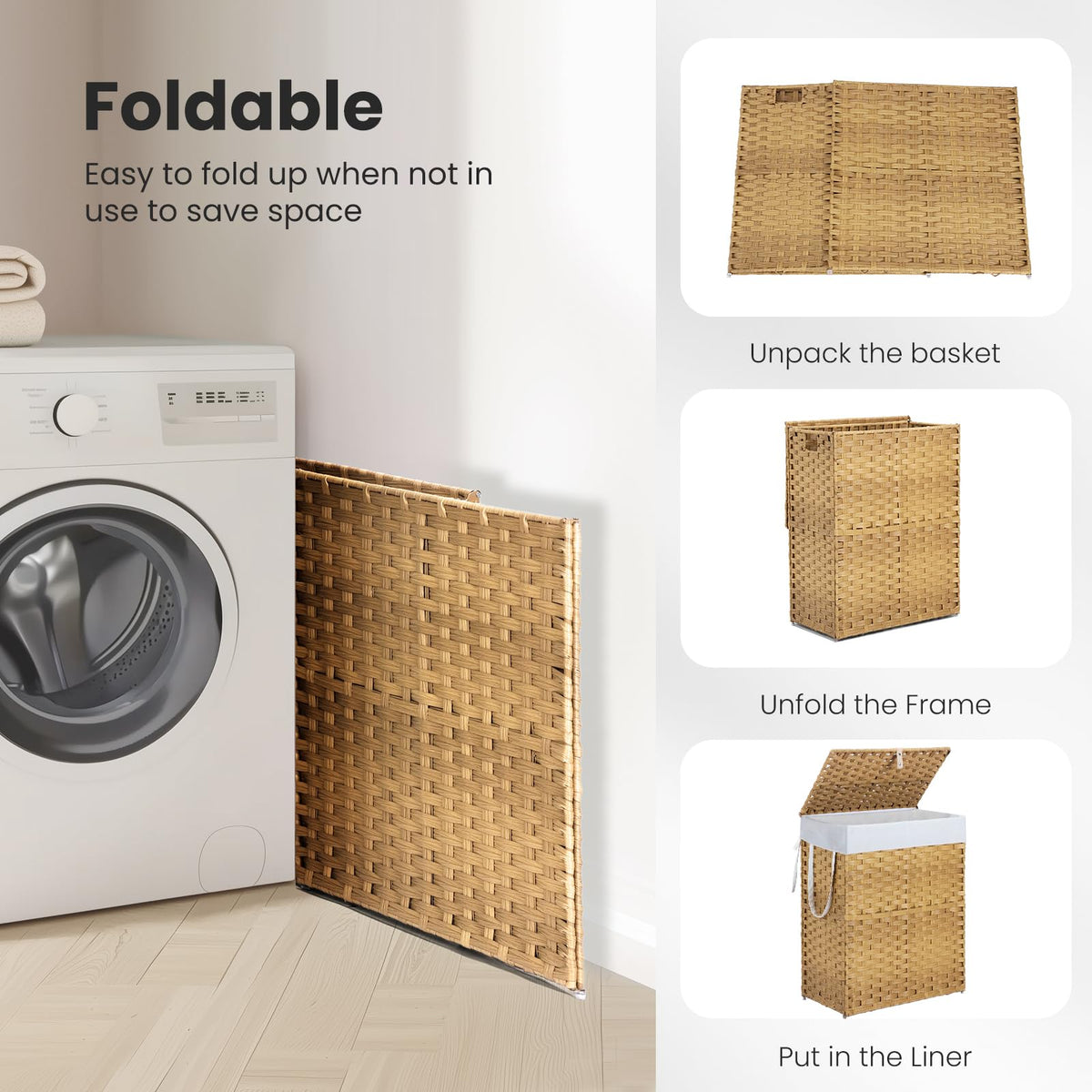 DUMOS 90L capacity basket suitable for large laundry loads.