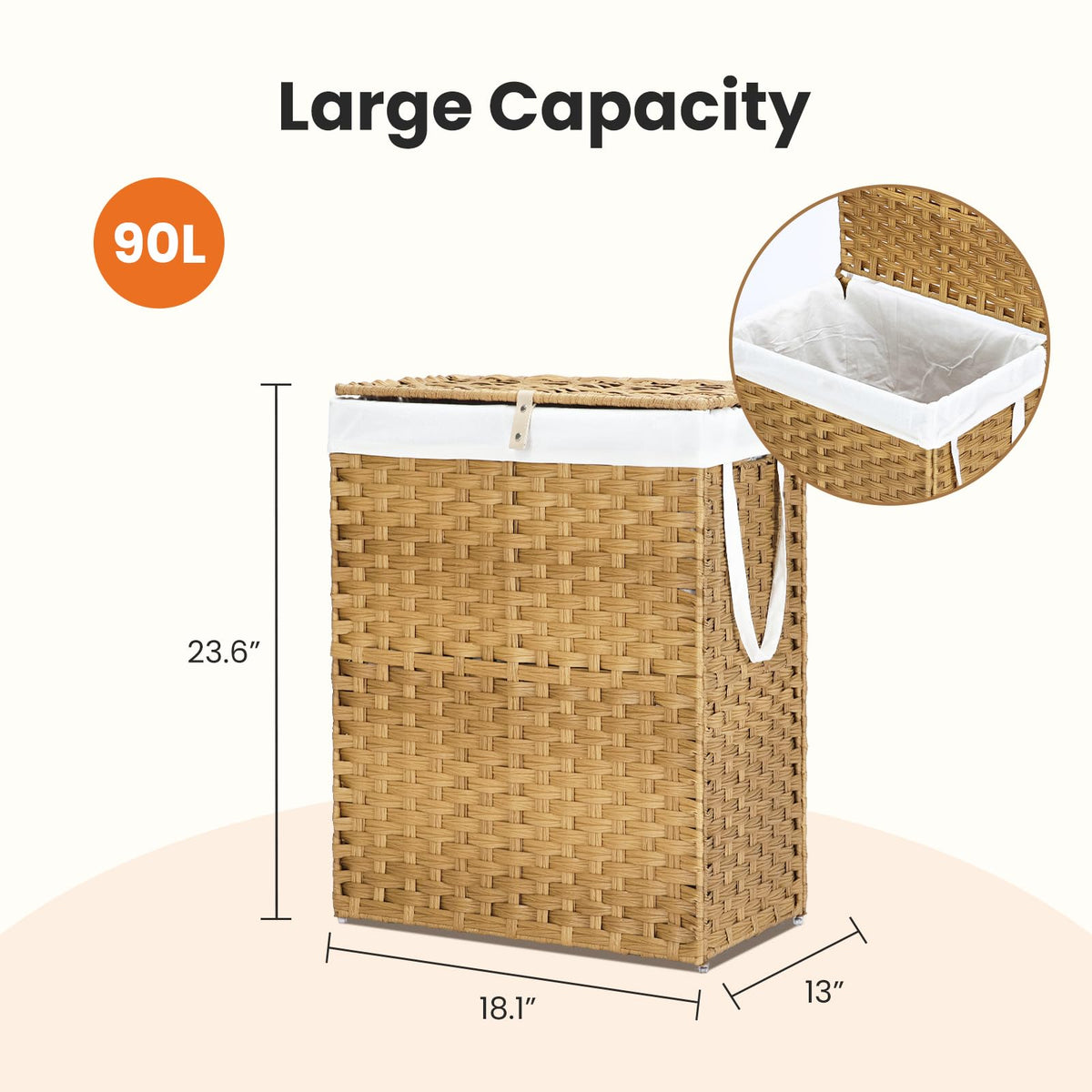 DUMOS goose yellow laundry basket adds bright, stylish color.