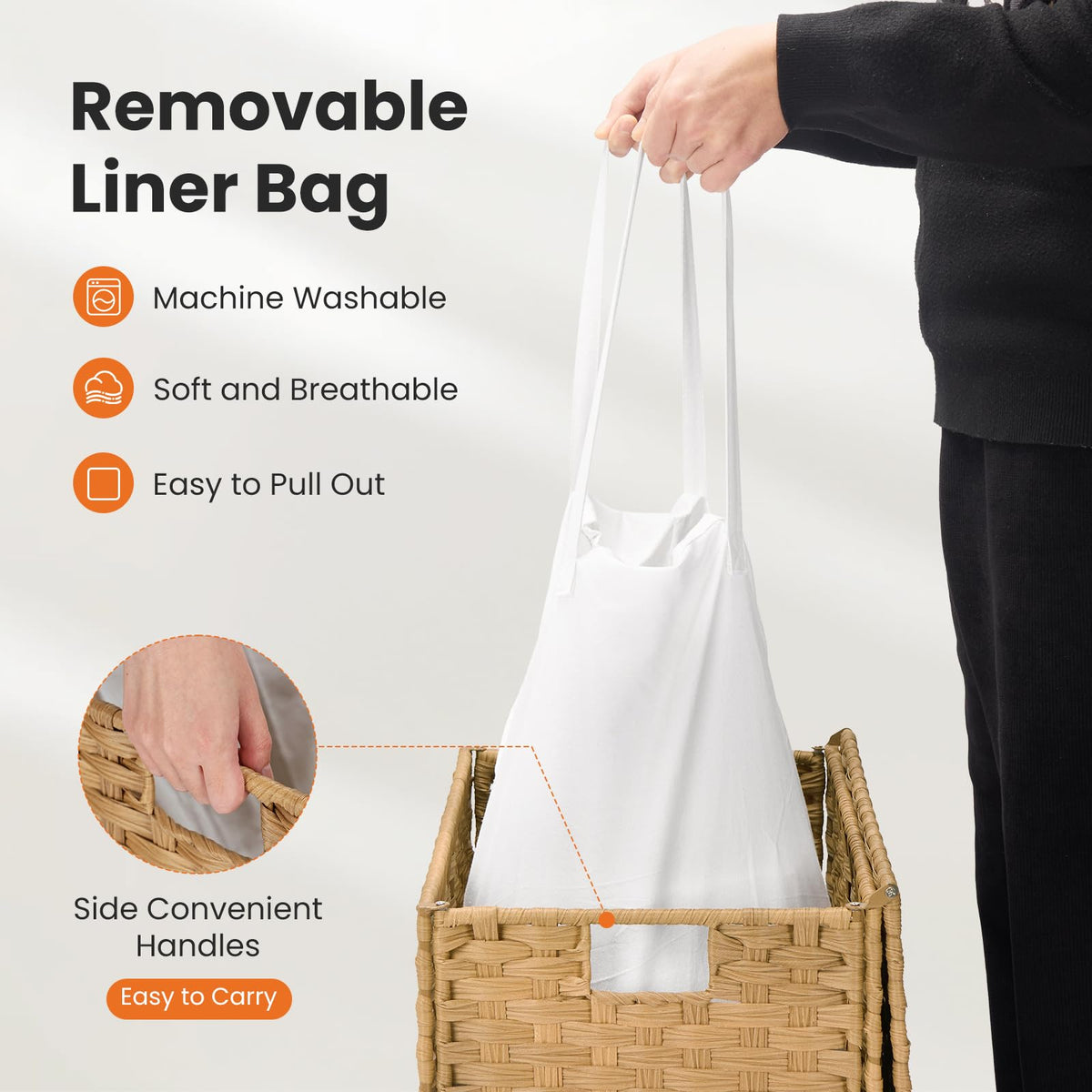 DUMOS removable liner for easy washing and quick refresh.