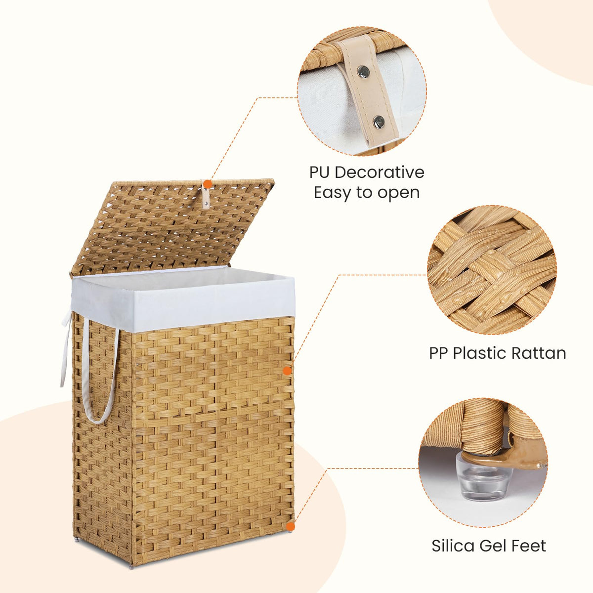 DUMOS sturdy steel frame preserves basket shape over time.