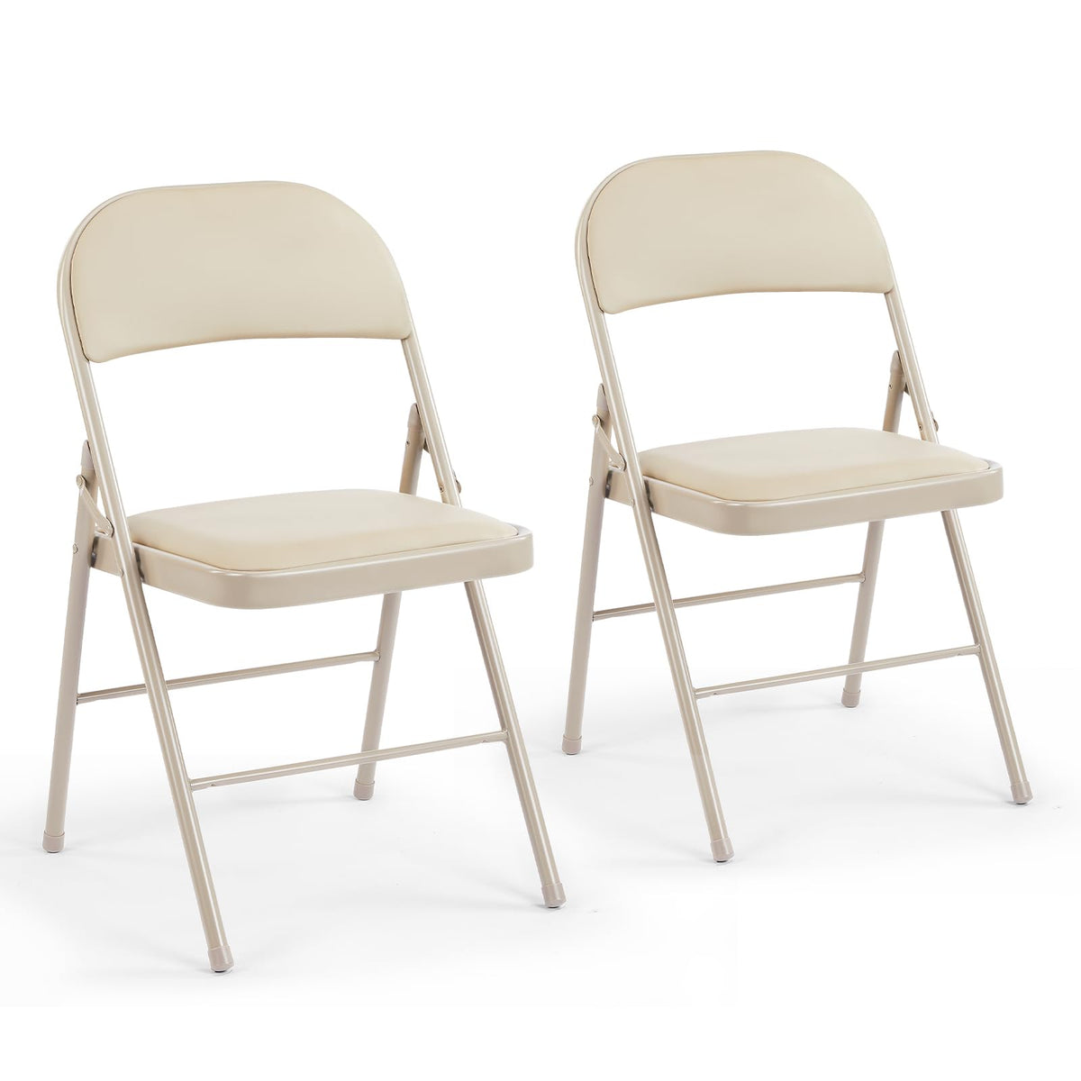 DUMOS leather padded folding chair backrest offers plush comfort.