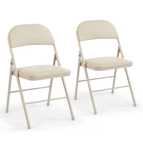 DUMOS leather padded folding chair backrest offers plush comfort.