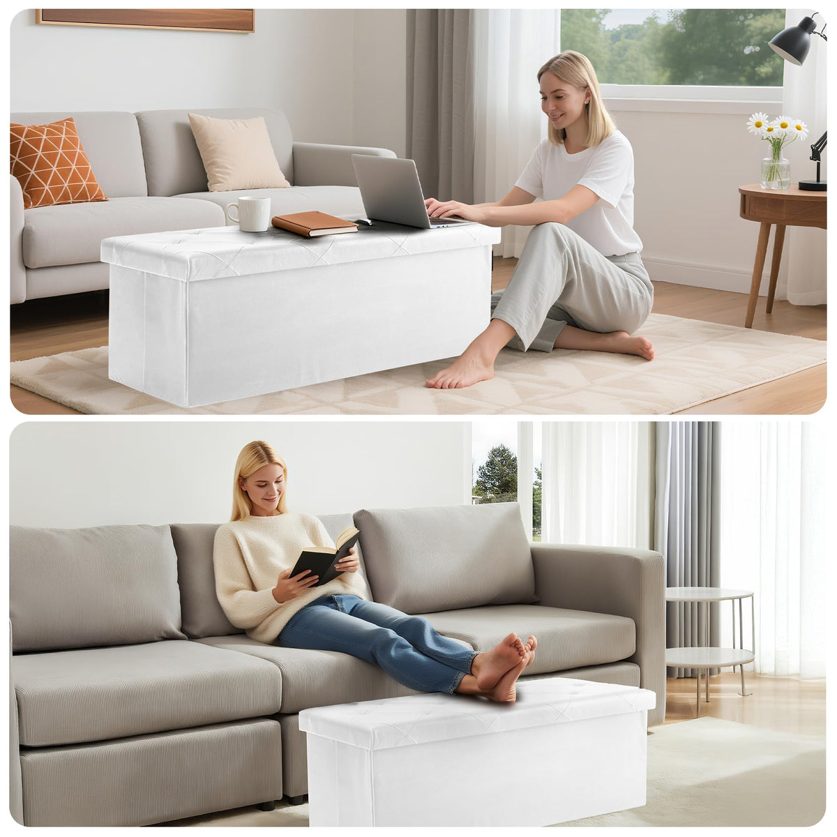 DUMOS beige upholstery complements modern living room decor.