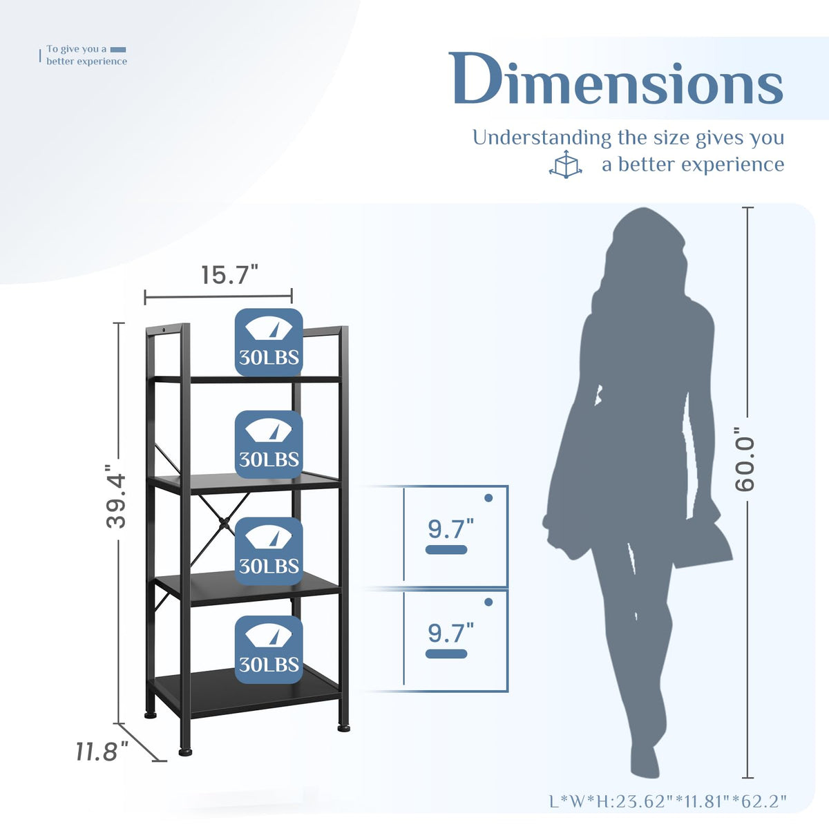 DUMOS multifunction storage rack used for books, decor, and daily essentials