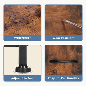 DUMOS nightstand adjustable feet keep it stable on uneven floors