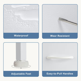 Packaging and quick-assembly guide included for DUMOS nightstand.