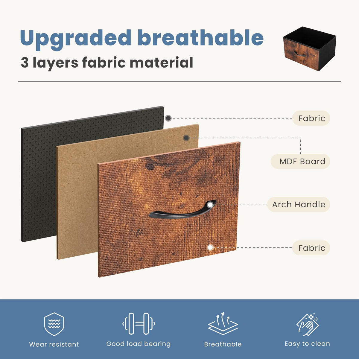 DUMOS nightstand removable fabric bins add flexible closet organization.
