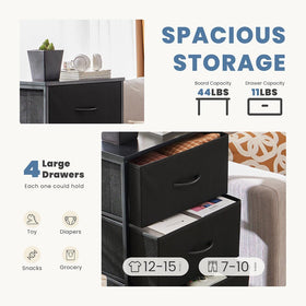 DUMOS nightstand removable fabric bins for quick closet organization.
