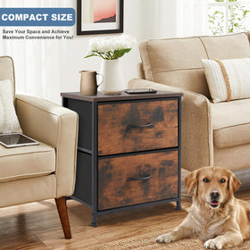 DUMOS nightstand with two fabric drawers keeps clothes neatly stored