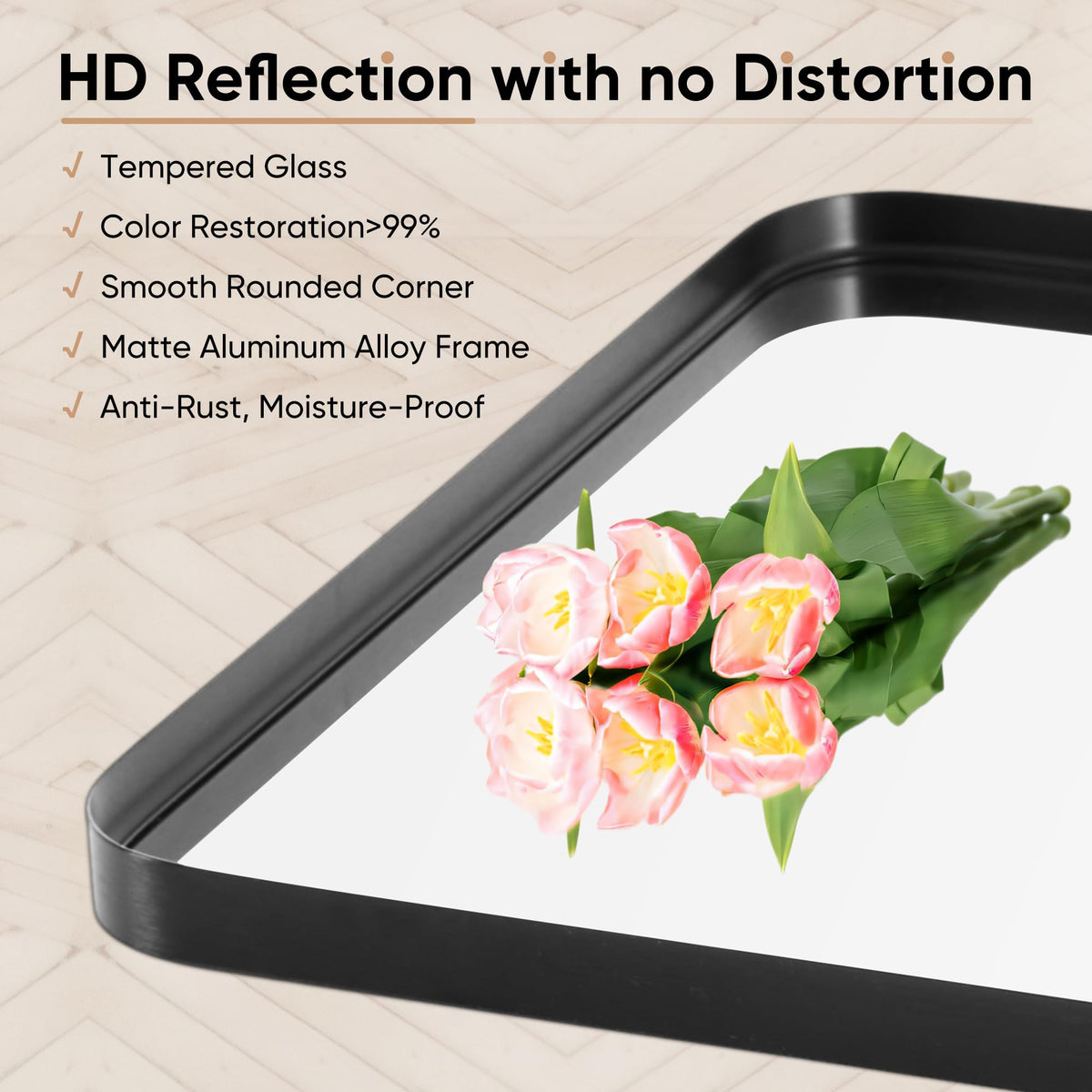 DUMOS distortion-free reflection ideal for makeup and shaving