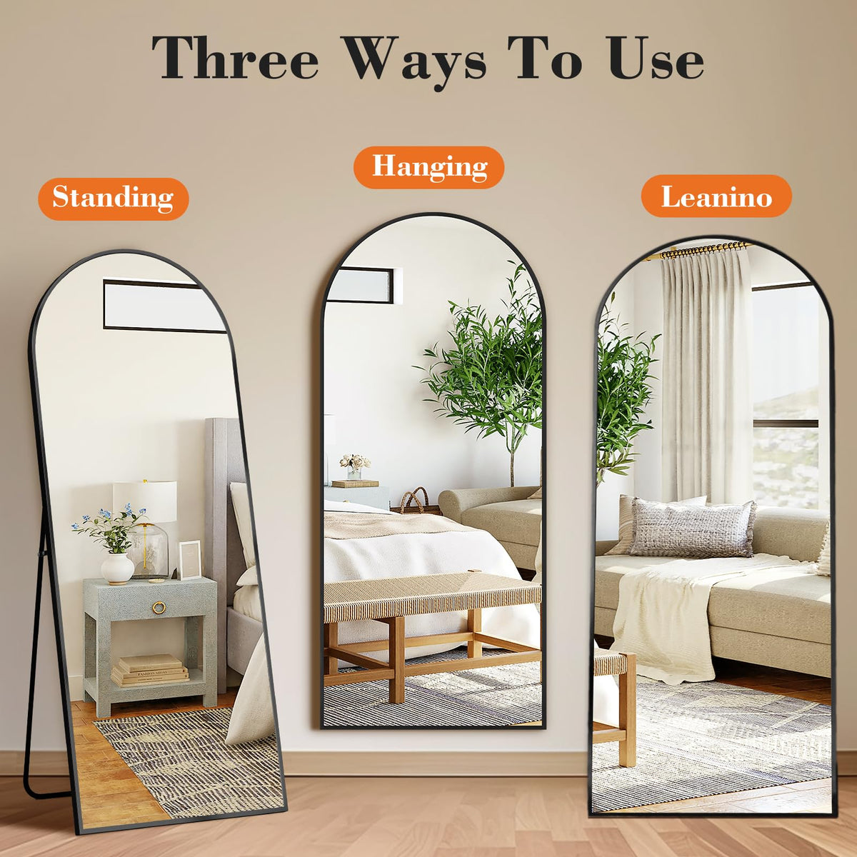 DUMOS ready-to-use mirror arrives assembled for immediate use in your bedroom or studio.