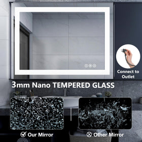 DUMOS slim rectangular design fits modern bathrooms with energy-efficient lighting.