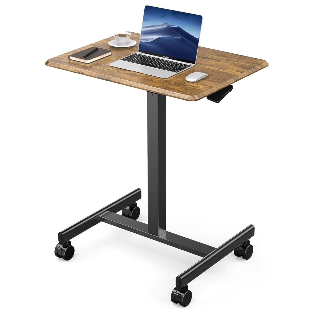 DUMOS small standing desk on mobile wheels for easy repositioning in a room