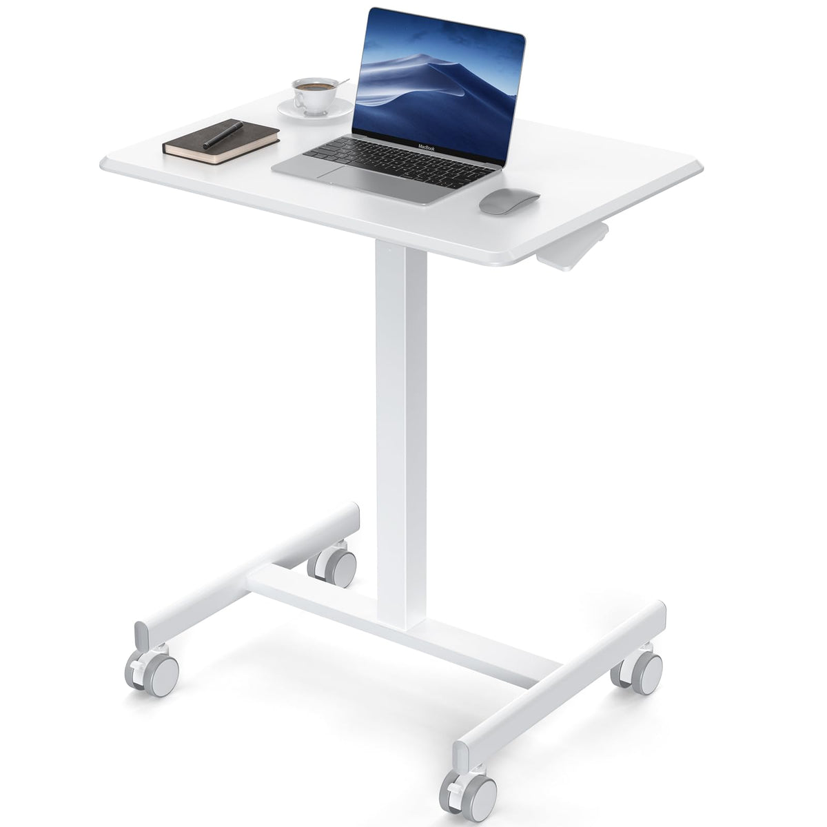 DUMOS small standing desk on wheels for portable home office setup