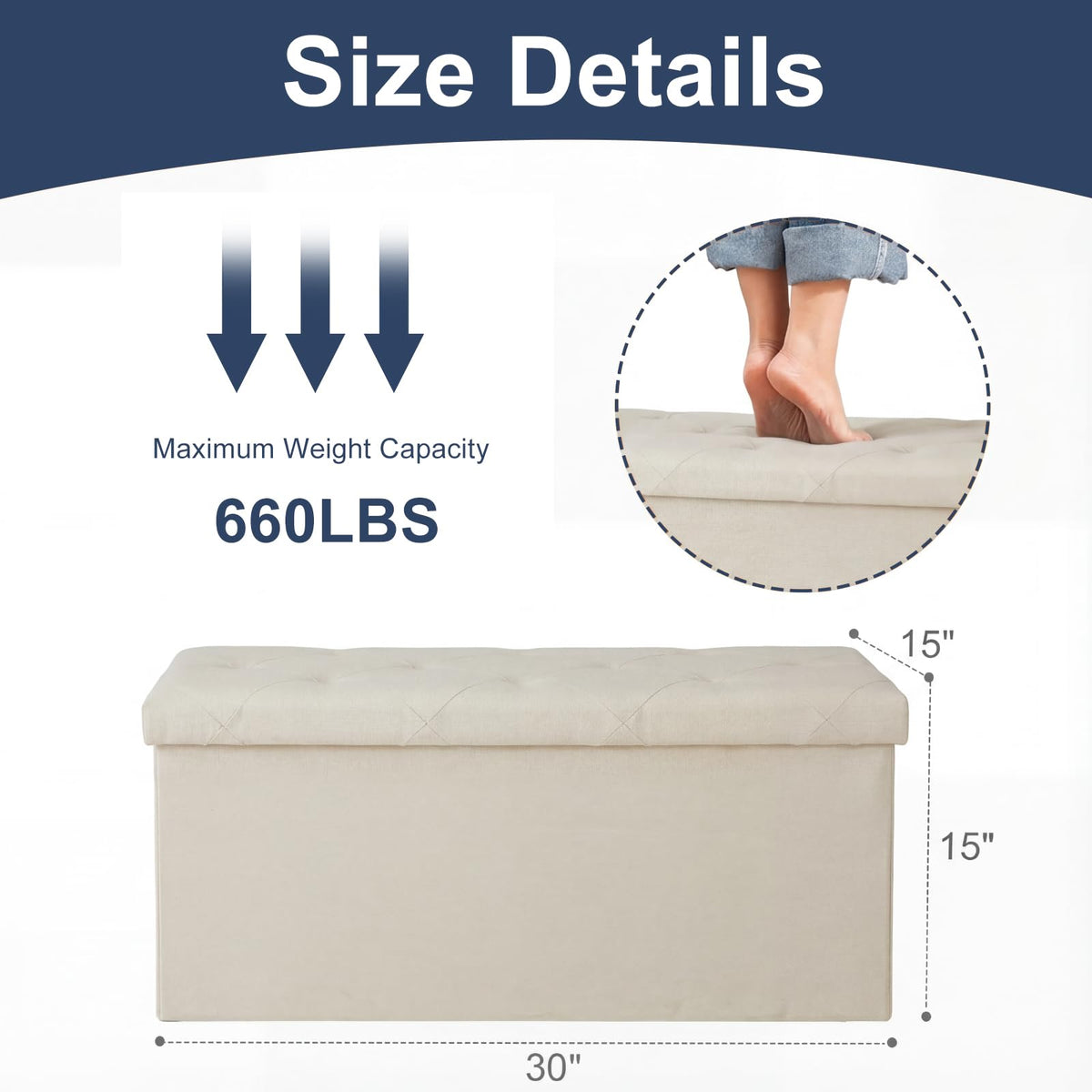 DUMOS storage ottoman beige entryway storage keeps shoes organized.