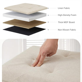 DUMOS storage ottoman beige padded seat offers comfortable footrest.