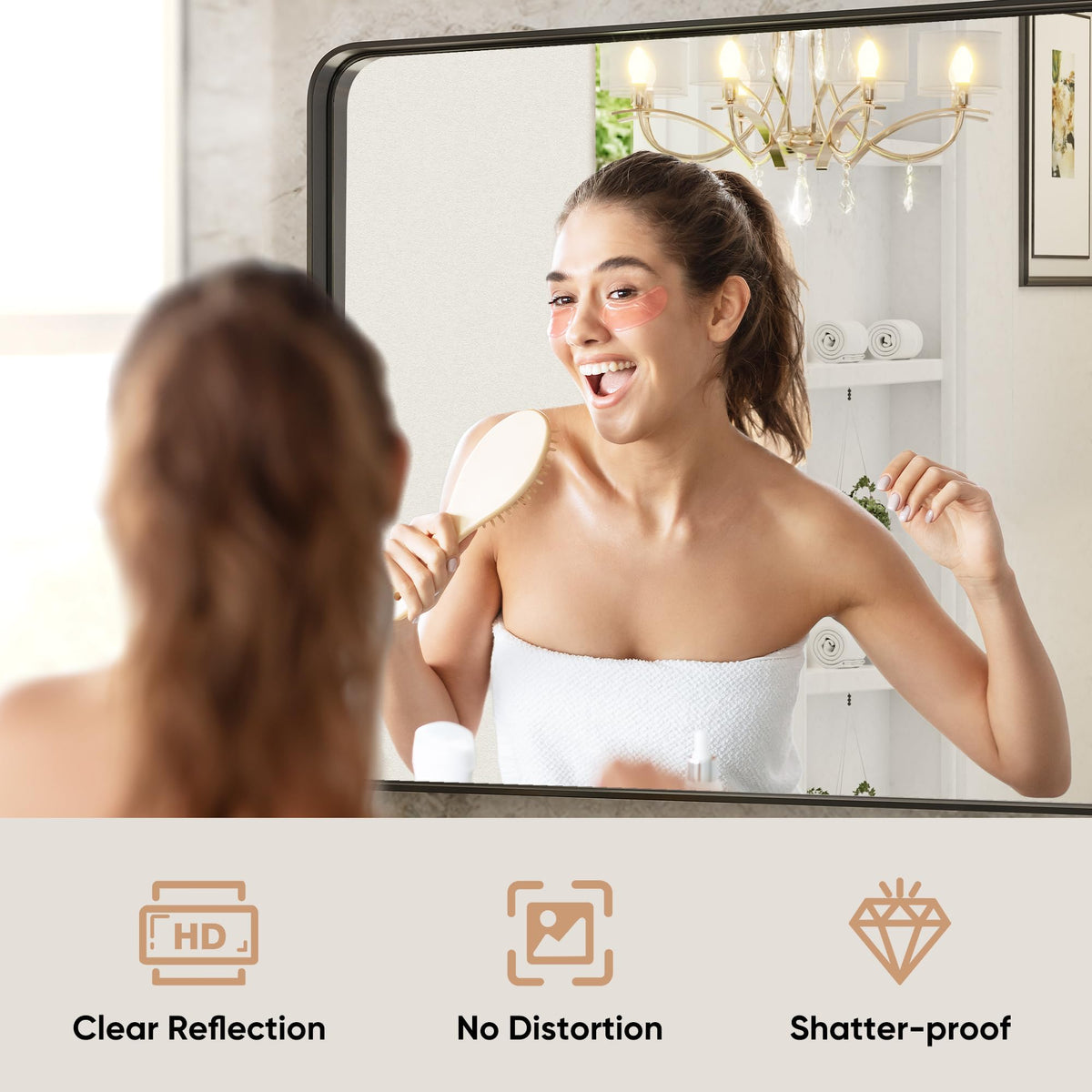 DUMOS tempered glass bathroom mirror offers durable, safe reflection