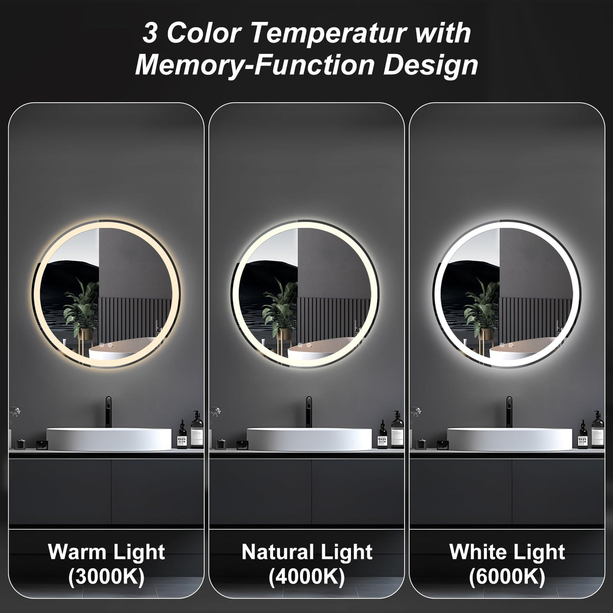 DUMOS tempered glass round mirror for durable, distortion-free reflection