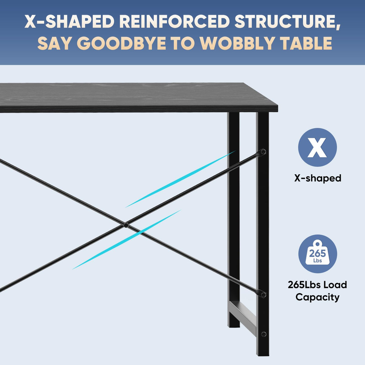 DUMOS thick square-tube legs delivering sturdy, long-lasting stability
