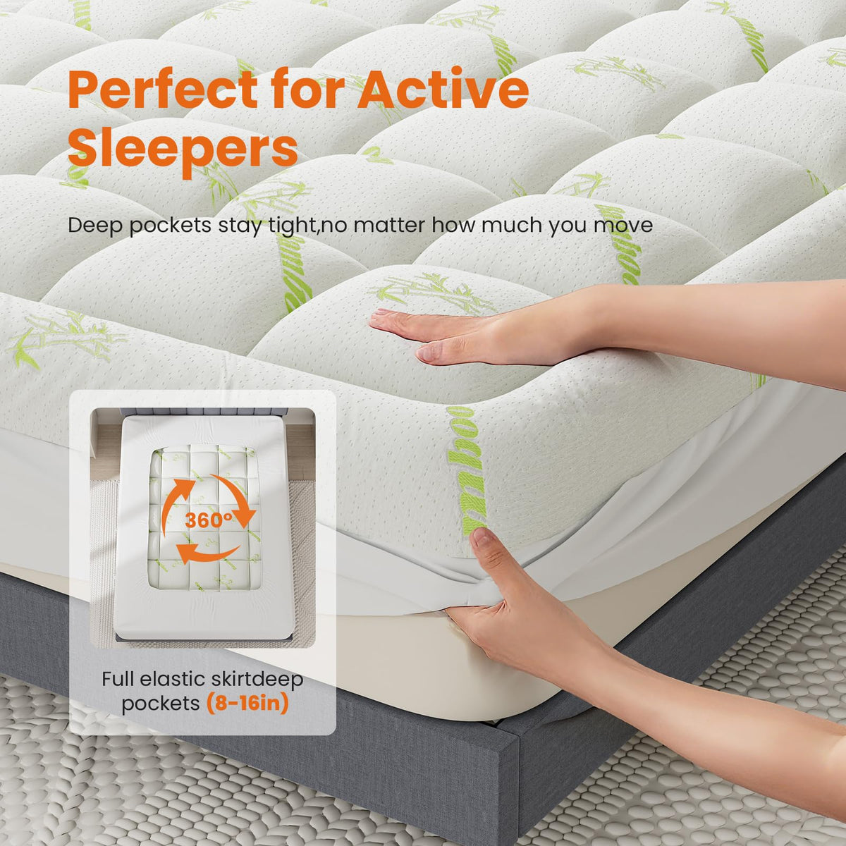DUMOS bamboo viscose cover provides breathable, cooling surface for restful nights