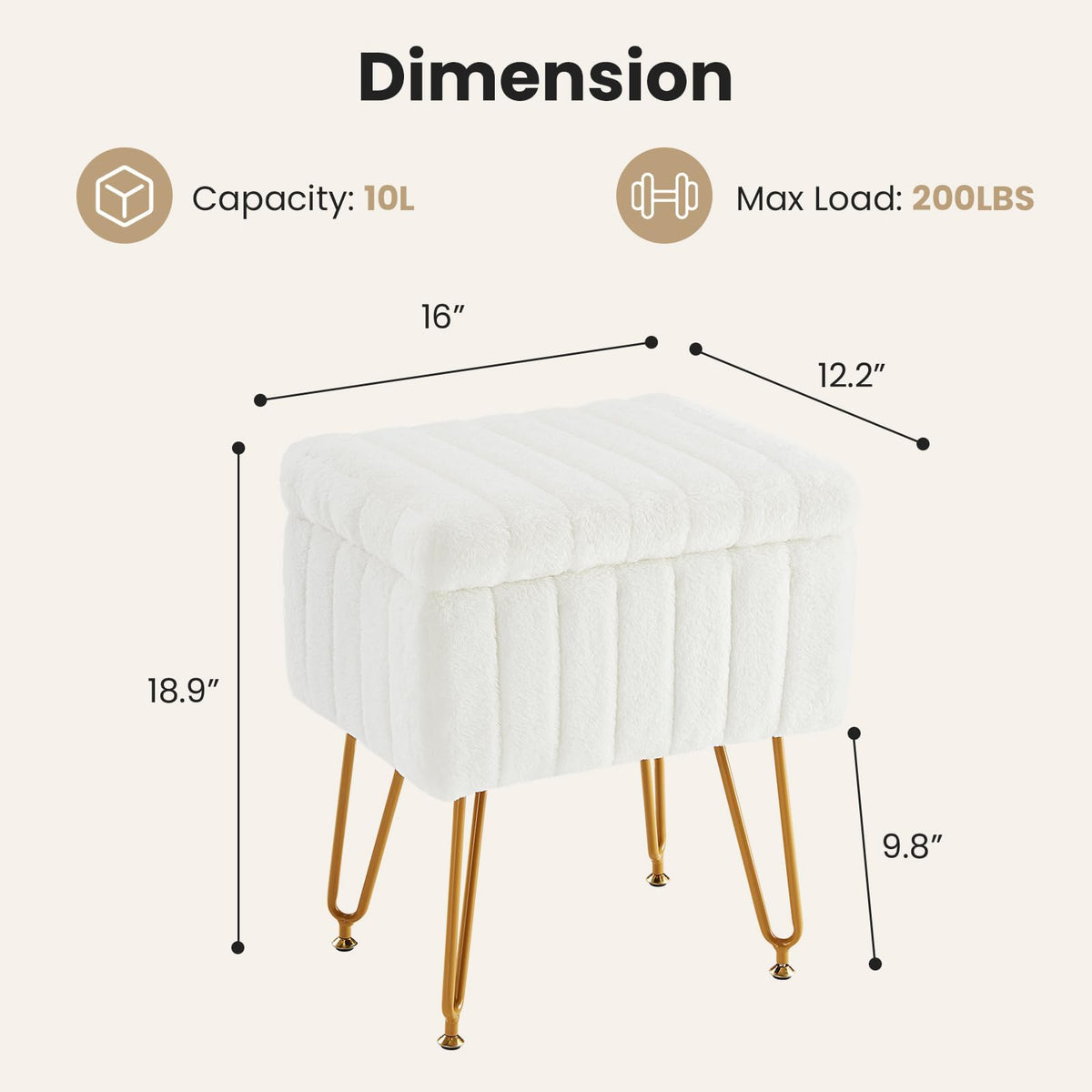 DUMOS vanity stool modern design in beige pink or grey to match decor