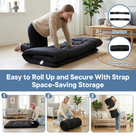 DUMOS versatile floor mat as guest bed in living room