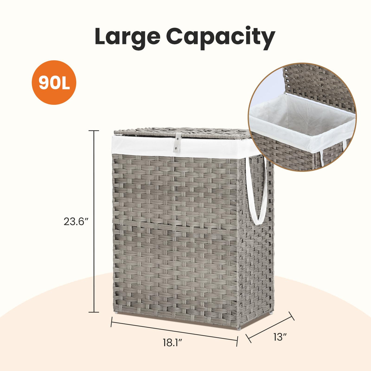 DUMOS basket ideal for bedrooms, bathrooms, or laundry rooms.