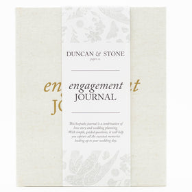 DUNCAN & STONE Engagement Journal cover in linen for timeless memory-keeping.