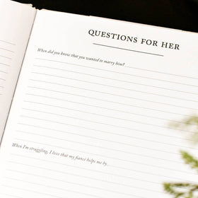 Durable linen hardcover of Duncan & Stone Engagement Journal with premium feel.