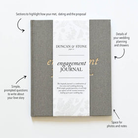 Gold-embossed spine detail on Duncan & Stone Engagement Journal for premium craftsmanship.