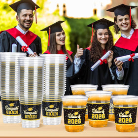 Dunfack grad party tableware 12oz cups ready for dining and toasts.
