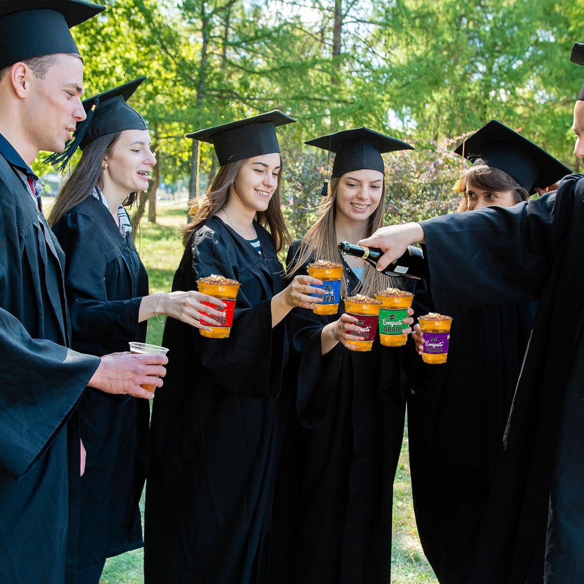 Dunfack vibrant graduation cups design adds festive flair to celebrations.