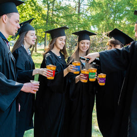 Dunfack vibrant graduation cups design adds festive flair to celebrations.