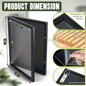 Dunkive T shirt display frame side view showing slim 1-inch depth