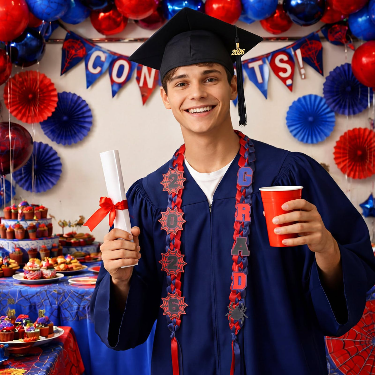 Dunzoom elastic cap-band provides versatile fit for most graduates.