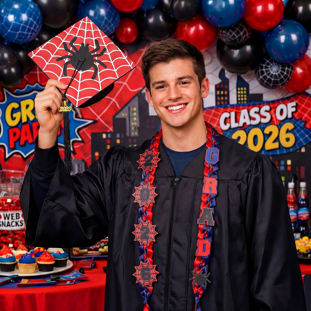 Dunzoom felt accessories provide colorful accents for personalized graduation photos.